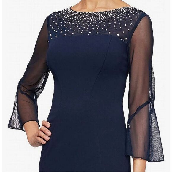 Alex Evenings Women's Short Shift Dress with Embellished Illusion Detail NWT Siz - Picture 3 of 8